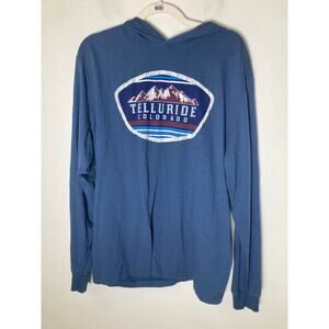 Men's Pacific Dark Blue "Telluride" Long Sleeve Hooded Tee Shirt Sz XL